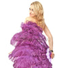 2 layers Dark purple Ostrich Feather Fan 30"x 54" with leather travel Bag.