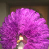 Ventilador de pena de avestruz roxo escuro de 2 camadas XL 34&#39;&#39;x 60&#39;&#39; com bolsa de couro de viagem.