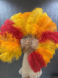 Load image into Gallery viewer, fire single layer Ostrich Feather Fan with leather travel Bag 25"x 45".
