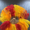 Abanico de plumas de avestruz de una sola capa con bolsa de viaje de cuero de 25 &quot;x 45&quot;.