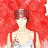 Red Ostrich Feather Open Face Headdress & Backpiece Set.