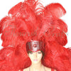Red Ostrich Feather Open Face Headdress & backpiece Set.