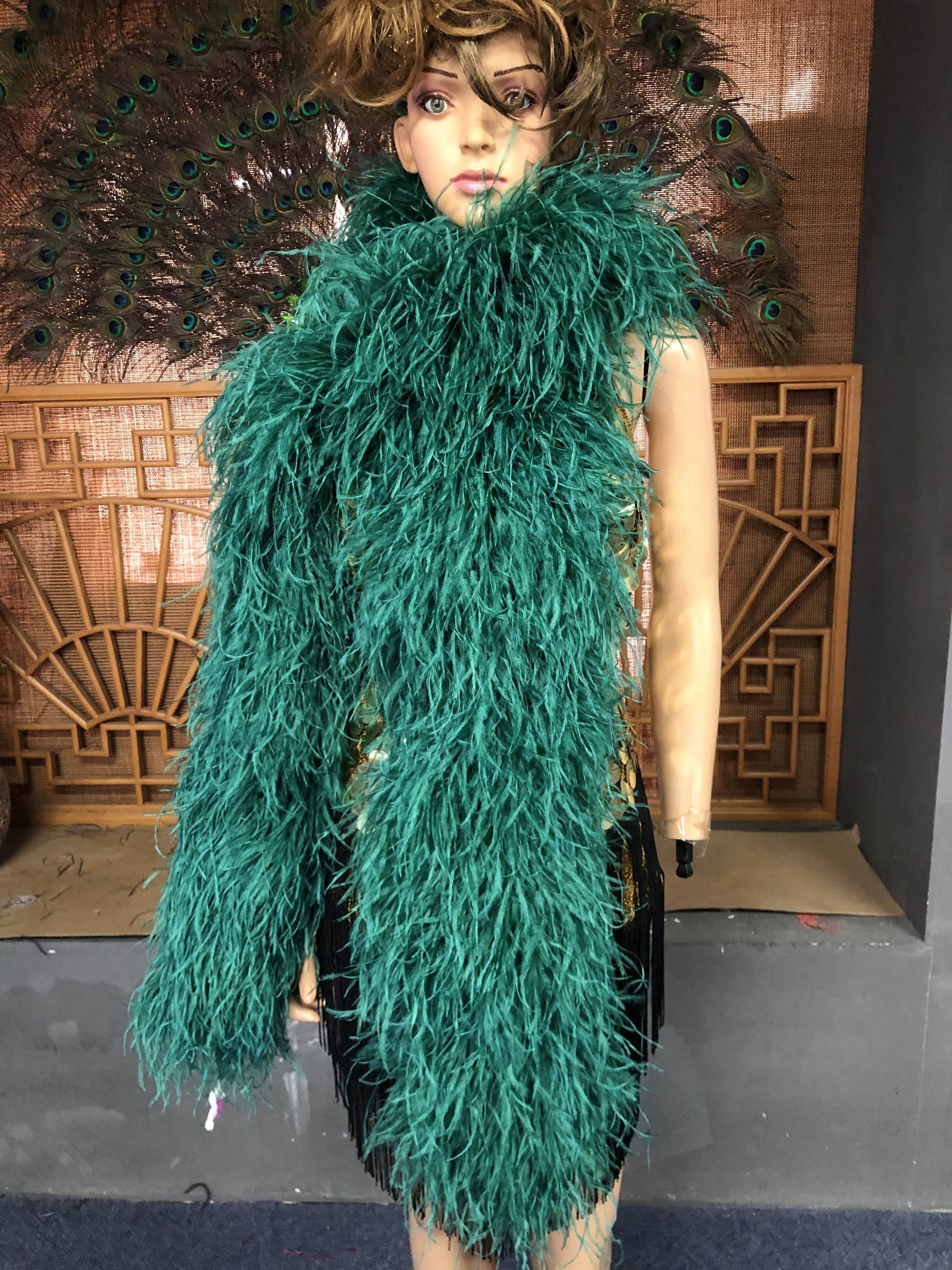 25 Ply Forest Green Luxury Ostrich Feather Boa 71long (180 cm)