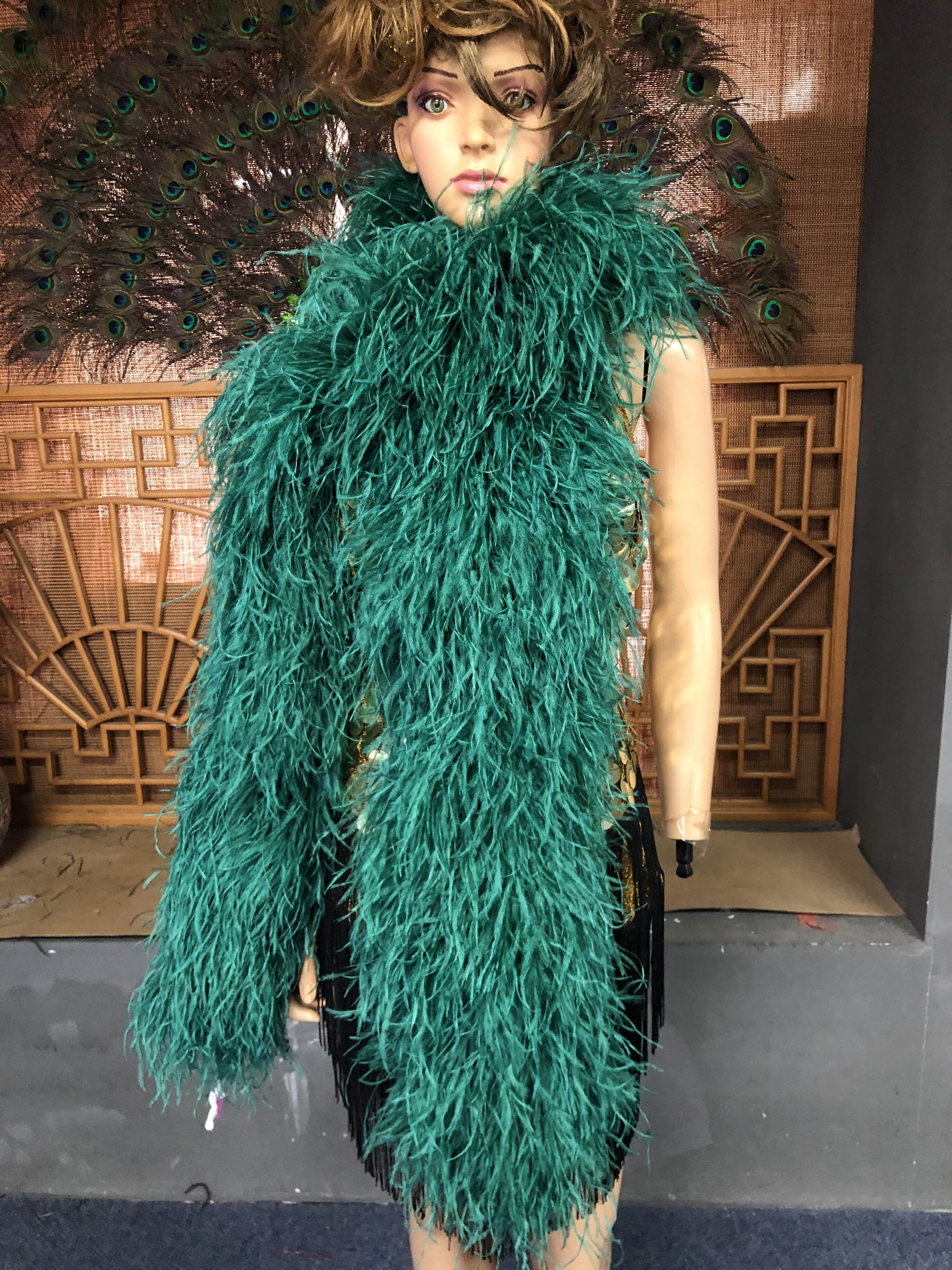 Luxurious Forest Green 25 Ply Ostrich Feather Boa - hotfans