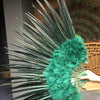 Forest green Marabou & Pheasant Feather Fan 29"x 53" with Travel leather Bag.