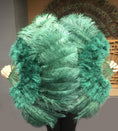 Load image into Gallery viewer, forest green Marabou Ostrich Feather fan 21"x 38" with Travel leather Bag.
