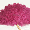 Burlesque 4 Layers fuchsia Ostrich Feather Fan Opened 67'' with Travel leather Bag.