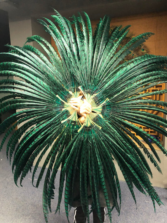 Custom color hugeTall Pheasant Feather Fan Burlesque Perform Friend.