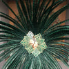 huge Forest Green Tall Pheasant Feather Fan Burlesque Perform Friend.