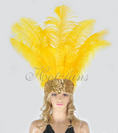 Load image into Gallery viewer, Gold yellow Showgirl Open Face Ostrich feather Headdress.
