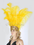 Load image into Gallery viewer, Gold yellow Showgirl Open Face Ostrich feather Headdress.
