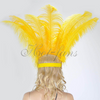 Gold yellow Showgirl Open Face Ostrich feather Headdress.