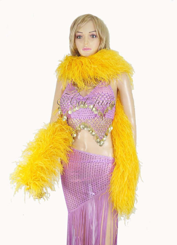 12 ply gold yellow Luxury Ostrich Feather Boa 71
