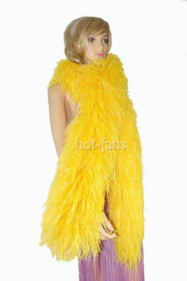 Boa de plumas de avestruz de lujo amarillo de 20 capas 71