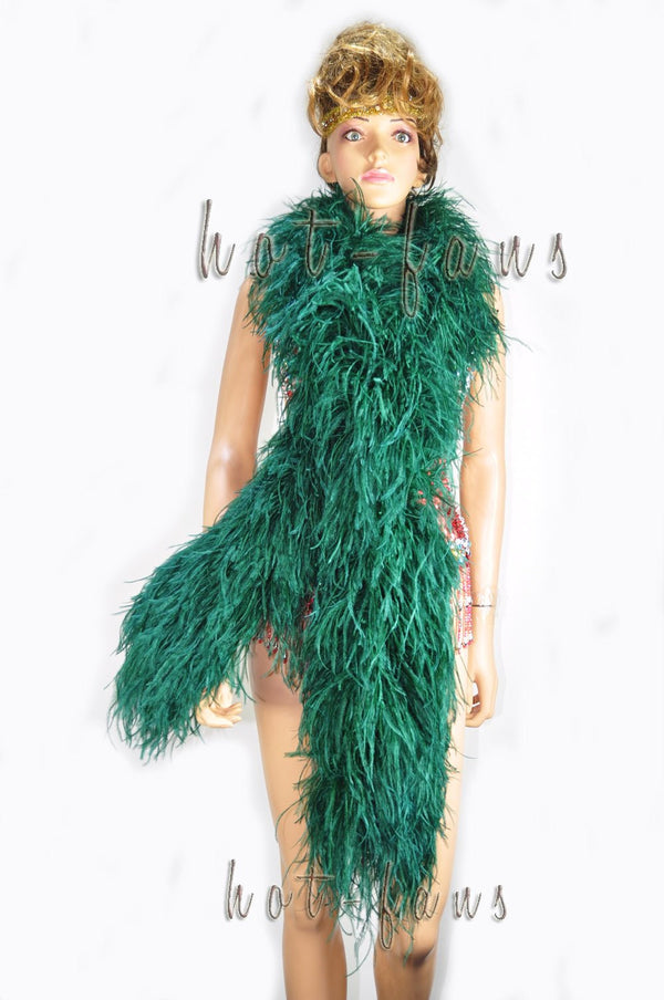 12 ply forest green Luxury Ostrich Feather Boa 71