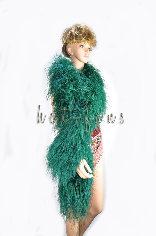 12 ply forest green Luxury Ostrich Feather Boa 71"long (180 cm).