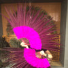 Hot pink Marabou & Pheasant Feather Fan 29"x 53" with Travel leather Bag.