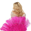 Hot pink Marabou Ostrich Feather fan 21"x 38" with Travel leather Bag.