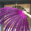 hot pnik Luxury 71" Tall huge Pheasant Feather Fan with Travel leather Bag.