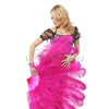 2 layers hot pink Ostrich Feather Fan 30"x 54" with leather travel Bag.