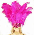 Load image into Gallery viewer, Hot pink Showgirl Open Face Ostrich feather Headdress.
