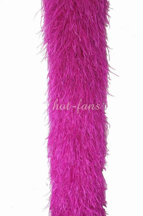 Boá de penas de avestruz luxuosa rosa choque de 20 camadas 71