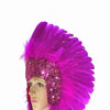 ホット ピンクの羽のスパンコール クラウン ラスベガス ダンサー ショーガール ヘッドギア ヘッドドレス。