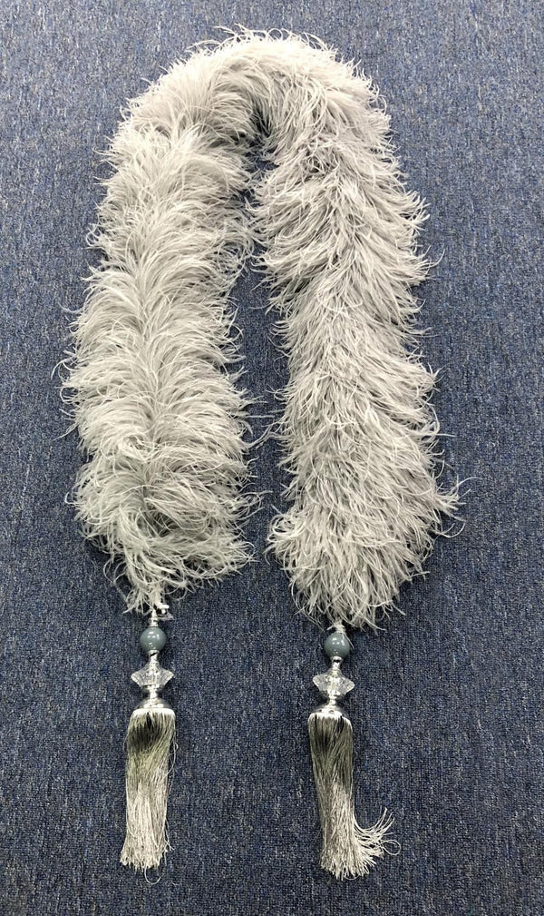 French grey 20 ply  Luxury Ostrich Feather Boa with tassel.
