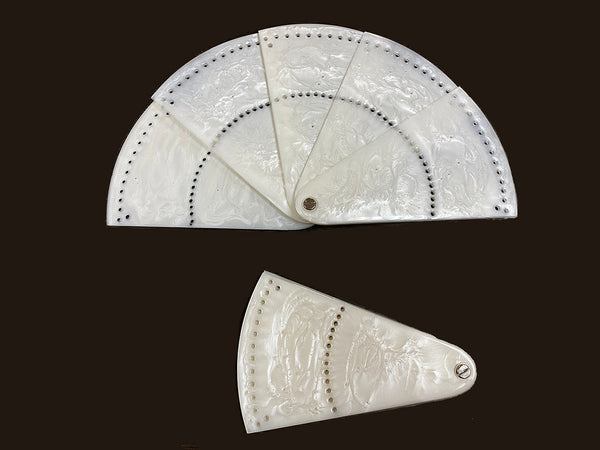 marfim pérola Conjunto de 5 aduelas de leque de faisão de 6&quot; (15,5 cm) de comprimento e kit de montagem de ferragens.