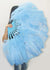 Небесно-голубой однослойный веер из страусиных перьев с кожаной дорожной сумкой 25 x 45 дюймов.