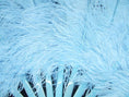 Load image into Gallery viewer, Sky blue single layer Ostrich Feather Fan with leather travel Bag 25"x 45".
