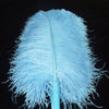 Abanico de plumas de avestruz de una sola capa azul cielo con bolsa de viaje de cuero de 25&quot;x 45&quot;.