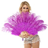 lavender Marabou Ostrich Feather fan 21"x 38" with Travel leather Bag.