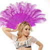 lavender Marabou Ostrich Feather fan 21"x 38" with Travel leather Bag.