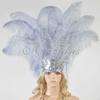 light Grey Showgirl Open Face Ostrich feather Headdress.