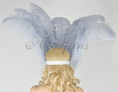 Load image into Gallery viewer, light Grey Showgirl Open Face Ostrich feather Headdress.
