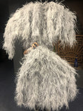 Load image into Gallery viewer, Burlesque Fluffy Light Grey Waterfall Fan Ostrich Feathers Boa Fan 42"x 78".
