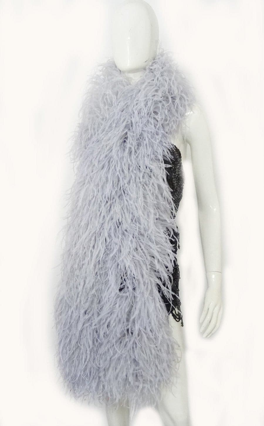 Soarer Grey Ostrich Feather Boa - 2yards 1Ply Long Boas for Party Decor,DIY Production,DIY Craft Sewing(Grey)