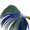 Mezcle el color verde y azul enorme Abanico alto de plumas de faisán Burlesque Perform Friend.