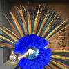 mix color Marabou & Pheasant Feather Fan 29"x 53" with Travel leather Bag.