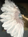 Load image into Gallery viewer, Mix wood & blush XL 2 Layer Ostrich Feather Fan 34''x 60'' with Travel leather Bag.
