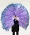 Смешайте бледно-голубой и бирюзово-фиолетовый двухслойный веер из страусиных перьев XL 2 x 34 дюймов с дорожной кожаной сумкой.