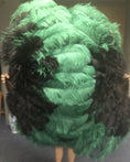 Load image into Gallery viewer, Mix black & forest green XL 2 Layer Ostrich Feather Fan 34''x 60'' with Travel leather Bag.
