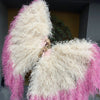 Burlesque Fluffy Bulsh puntas teñido Fucsia Waterfall Abanico Plumas de avestruz Boa Abanico 42 "x 78".