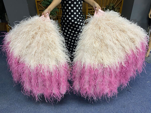 Burlesque Fluffy Bulsh puntas teñidas Fucsia Cascada Abanico Plumas de avestruz Boa Abanico 42