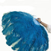 A pair Custom mixed colors 3 Layers Ostrich Feather Fan Opened 65" with Travel leather Bag.
