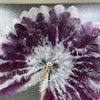 Mix light gary & dark purple 3 Layers Ostrich Feather Fan Opened 65" with Travel leather Bag.
