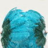 Mezcle el abanico de plumas de avestruz de 2 capas en verde bosque y verde azulado de 30&#39;&#39;x 54&#39;&#39; con bolsa de cuero de viaje.