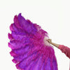 Mezcle un abanico de plumas de avestruz de 3 capas en rosa fuerte y lavanda, abierto 65&quot; con bolsa de viaje de cuero.
