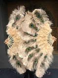 Load image into Gallery viewer, Light Camel Peacock Marabou Ostrich Feathers Fan 24"x43" With Travel leather Bag.
